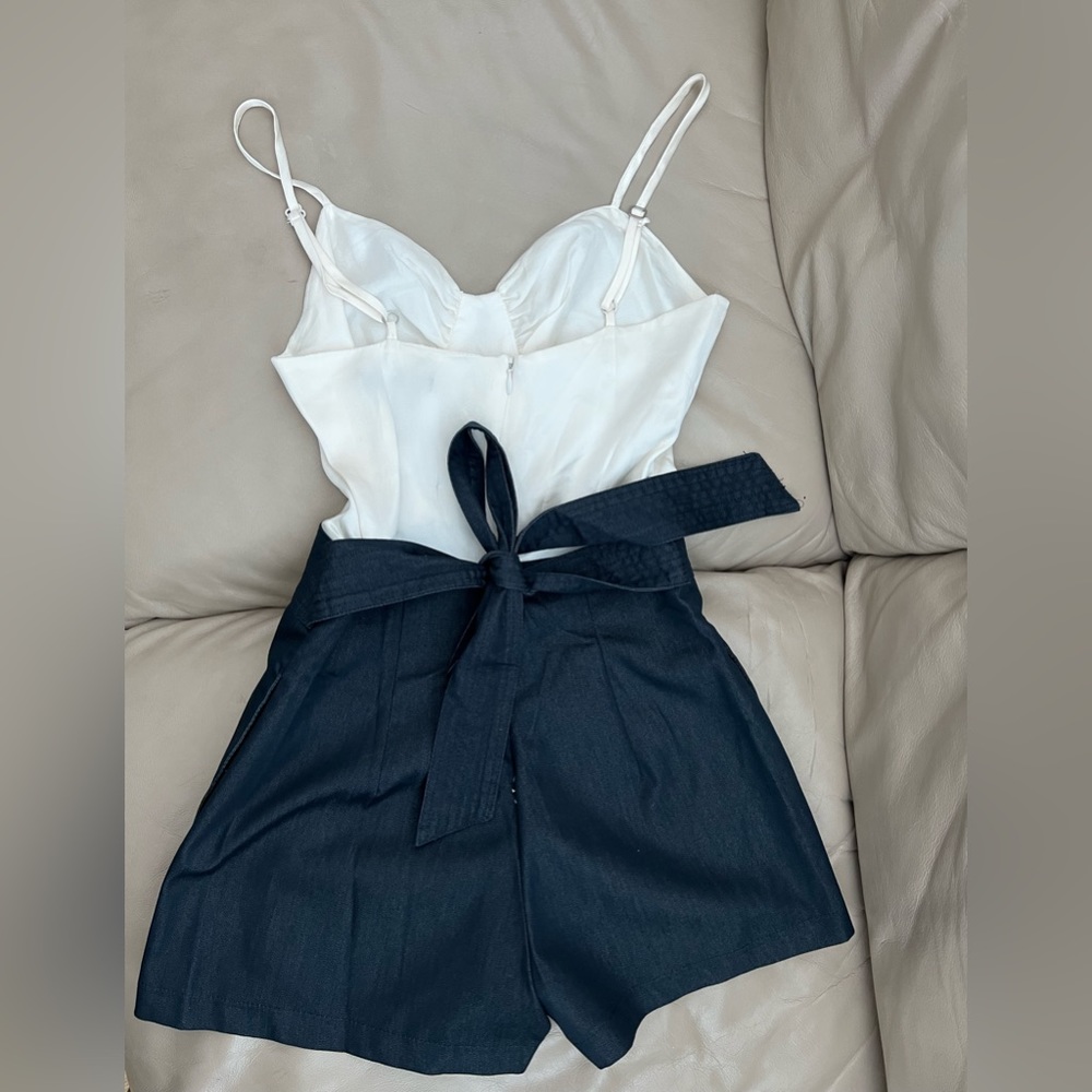 Satin & Denim Romper NWOT - Picture 3 of 4